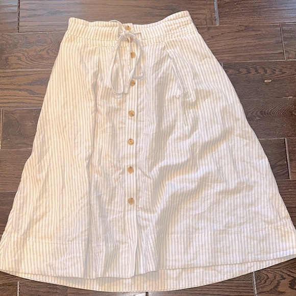 a new day Dresses & Skirts - a new day blue Striped A-Line Skirt linen blend size medium